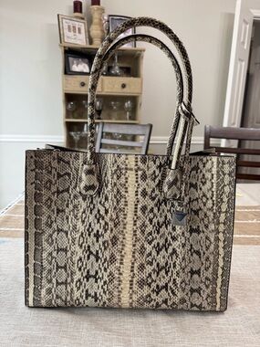 Michael Kors Neutral Snake-Print Tote in Beige and Black